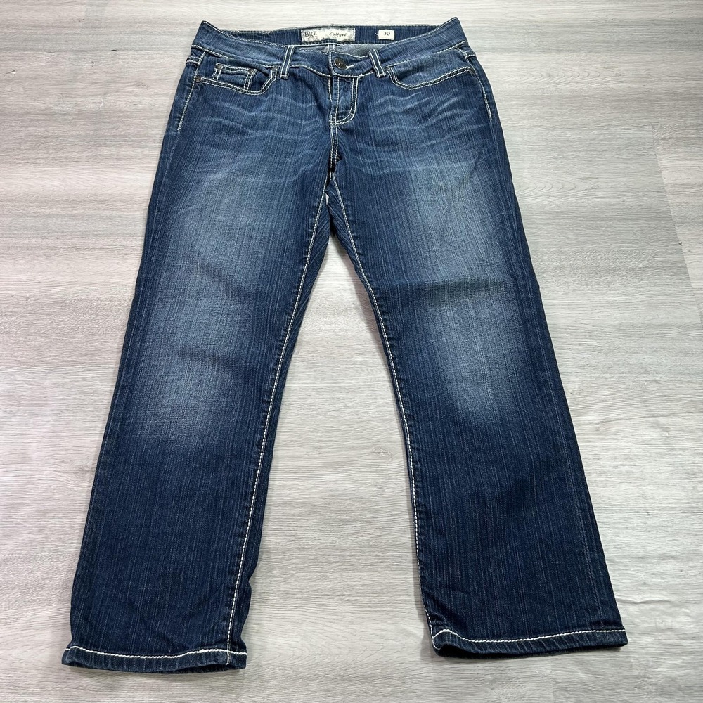 BKE Culture Jeans Womens 30 Blue Medium Wash Straight Leg Embellished Denim Crop